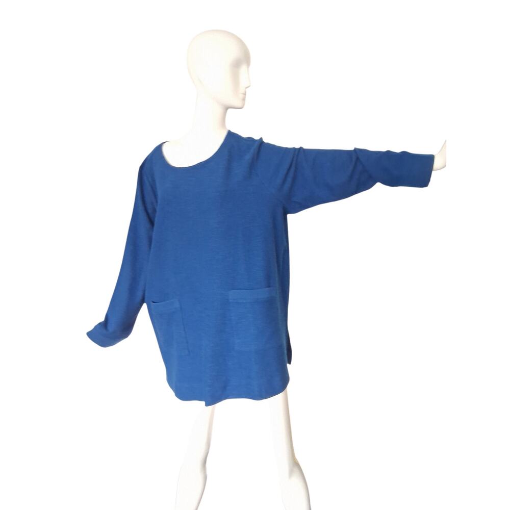 J.jill Women's 2X‎ Classic Boxy Lagenlook Minimalist Pocket Textured TunicTop